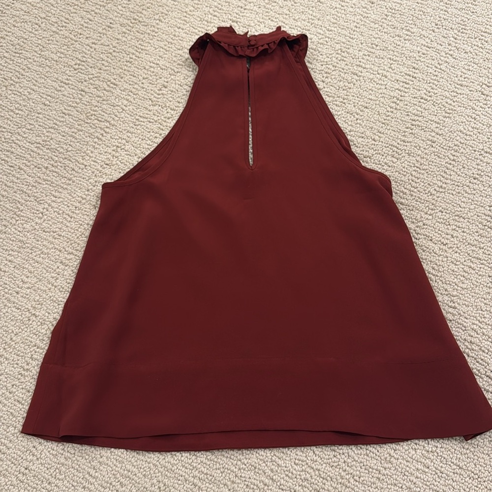 Likely x Revolve Worn Once Rust Flowy Ruffle Choker Neck Tank Size Small - Picture 3 of 3